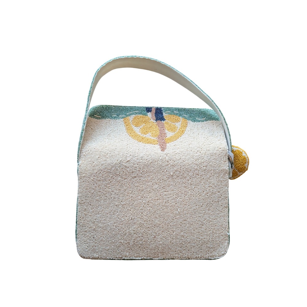 Viral Beaded Bag Handcrafted In India Beaded Surfer with Lemon Charm Deco NWT - Picture 3 of 7